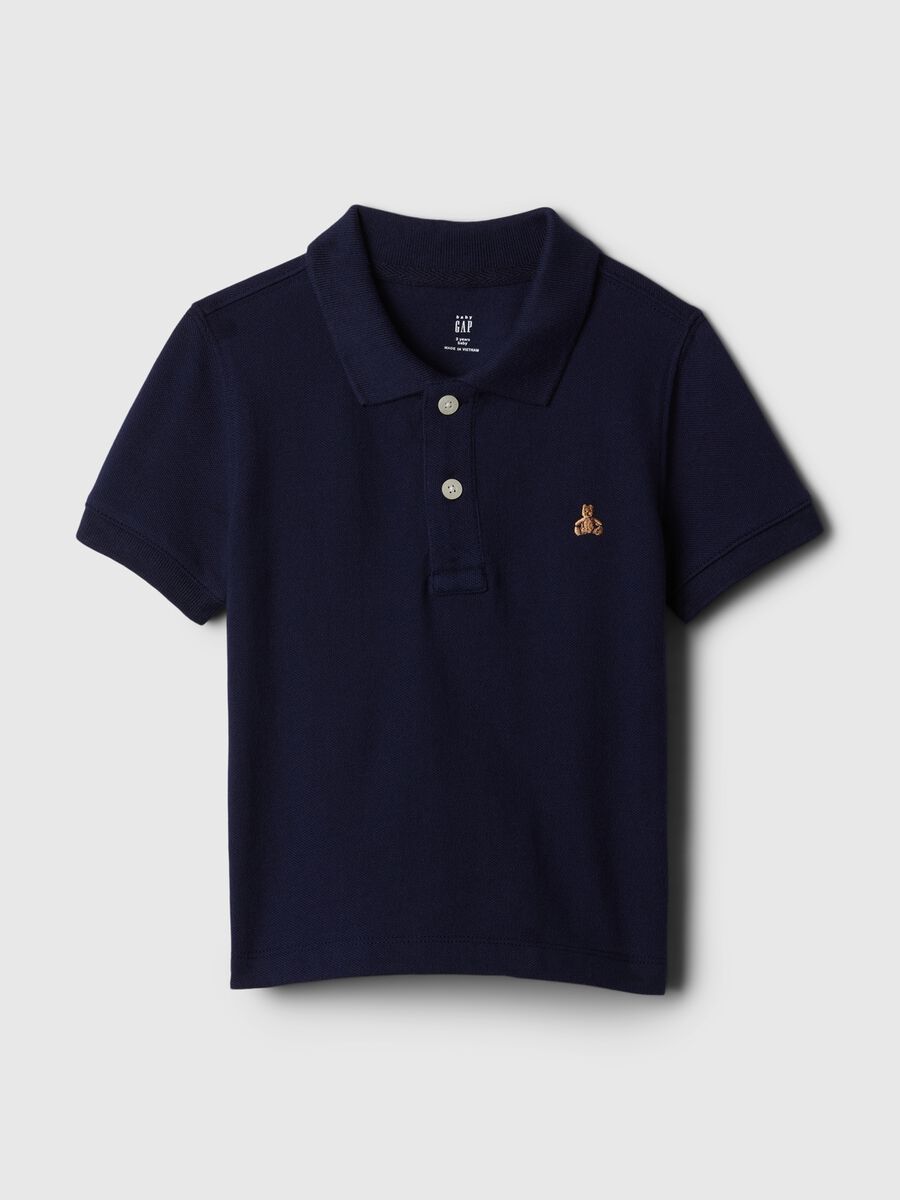Pique polo shirt with embroidered bear_0