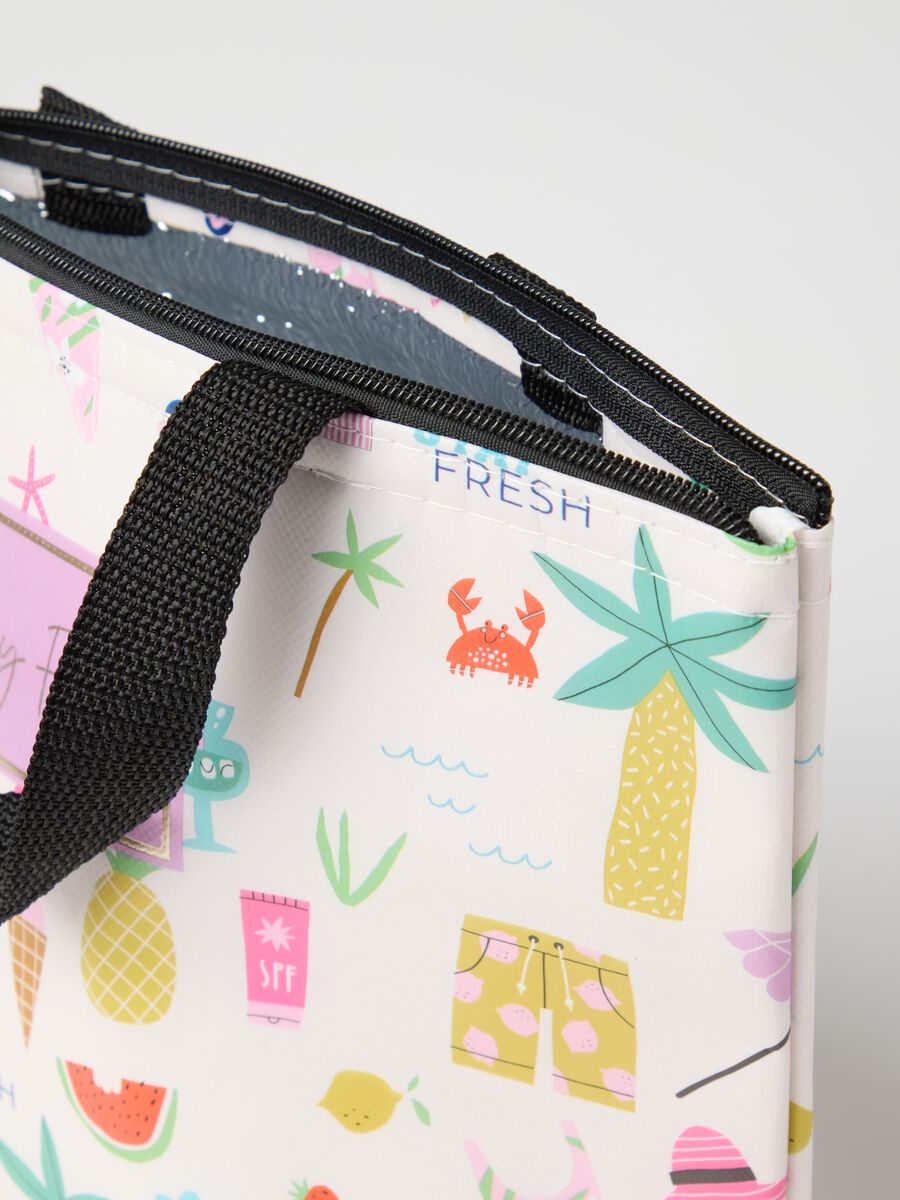 Women's multicolour paper handbag with tropical print_2