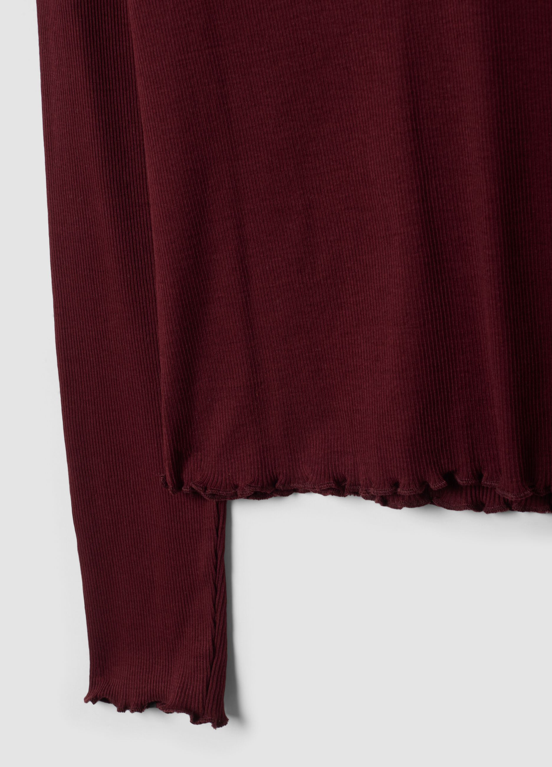 T-shirt rossa in puro cotone a maniche lunghe girocollo regular fit