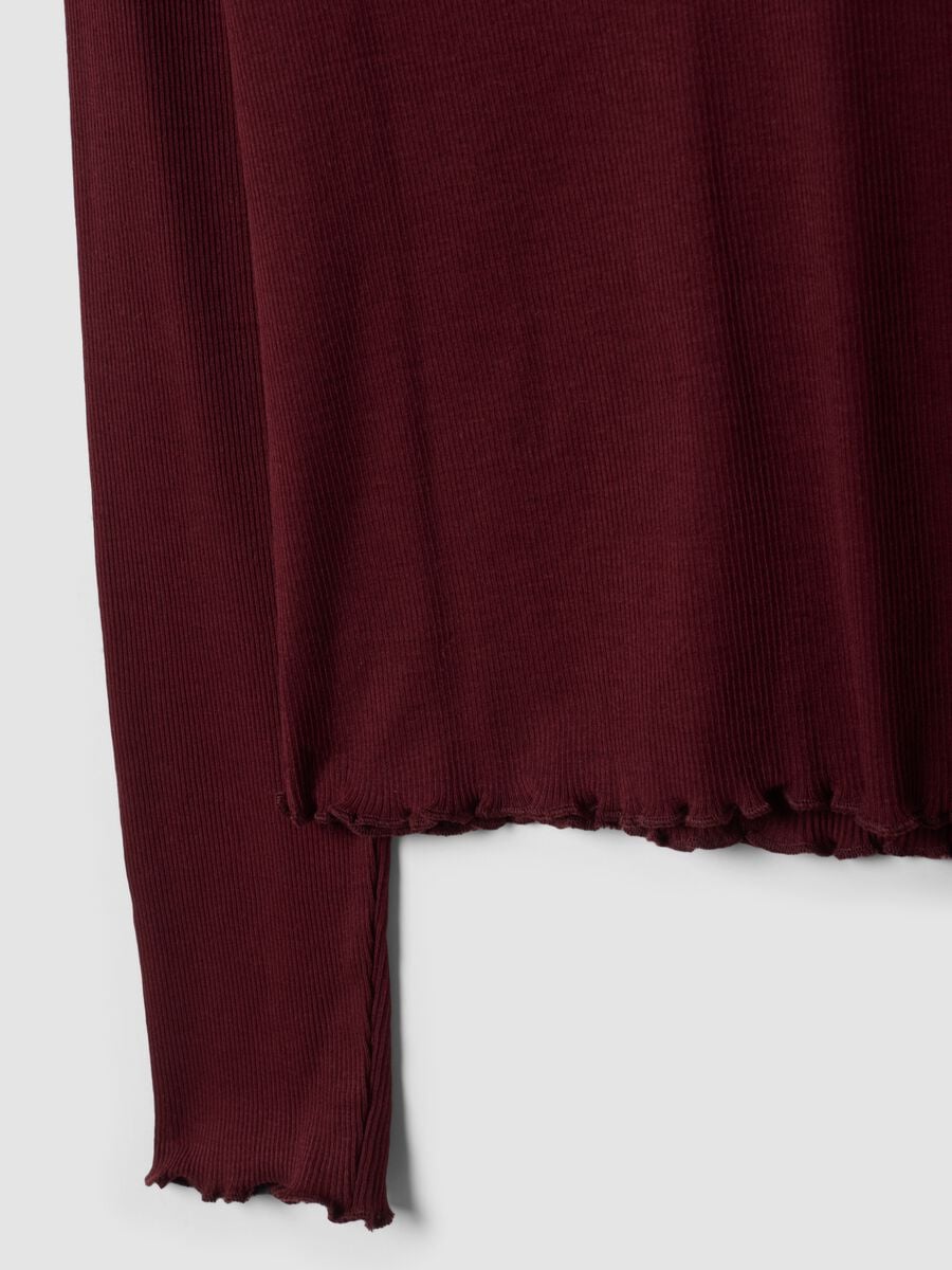 T-shirt rossa in puro cotone a maniche lunghe girocollo regular fit_5