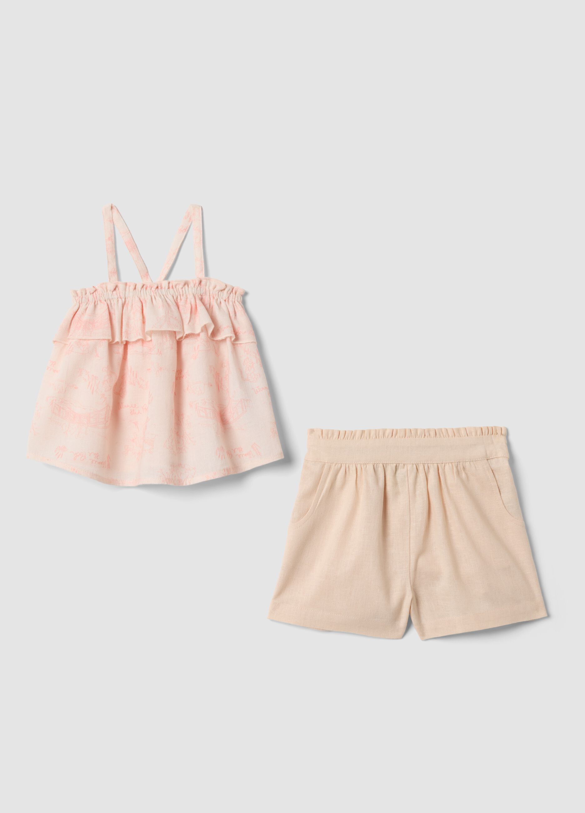 Pink pure cotton set with top and shorts
