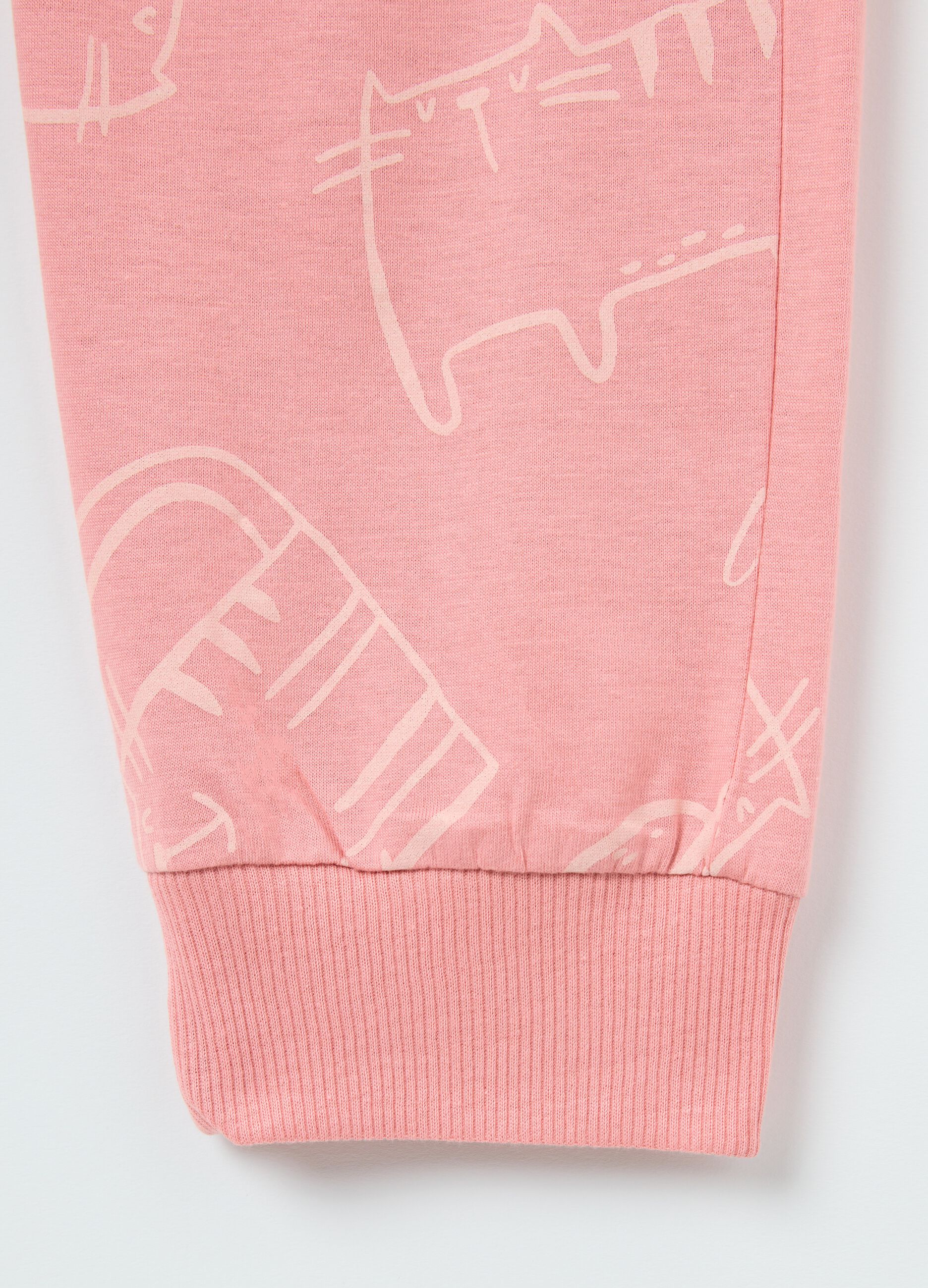 Pink cotton pyjamas with cats print
