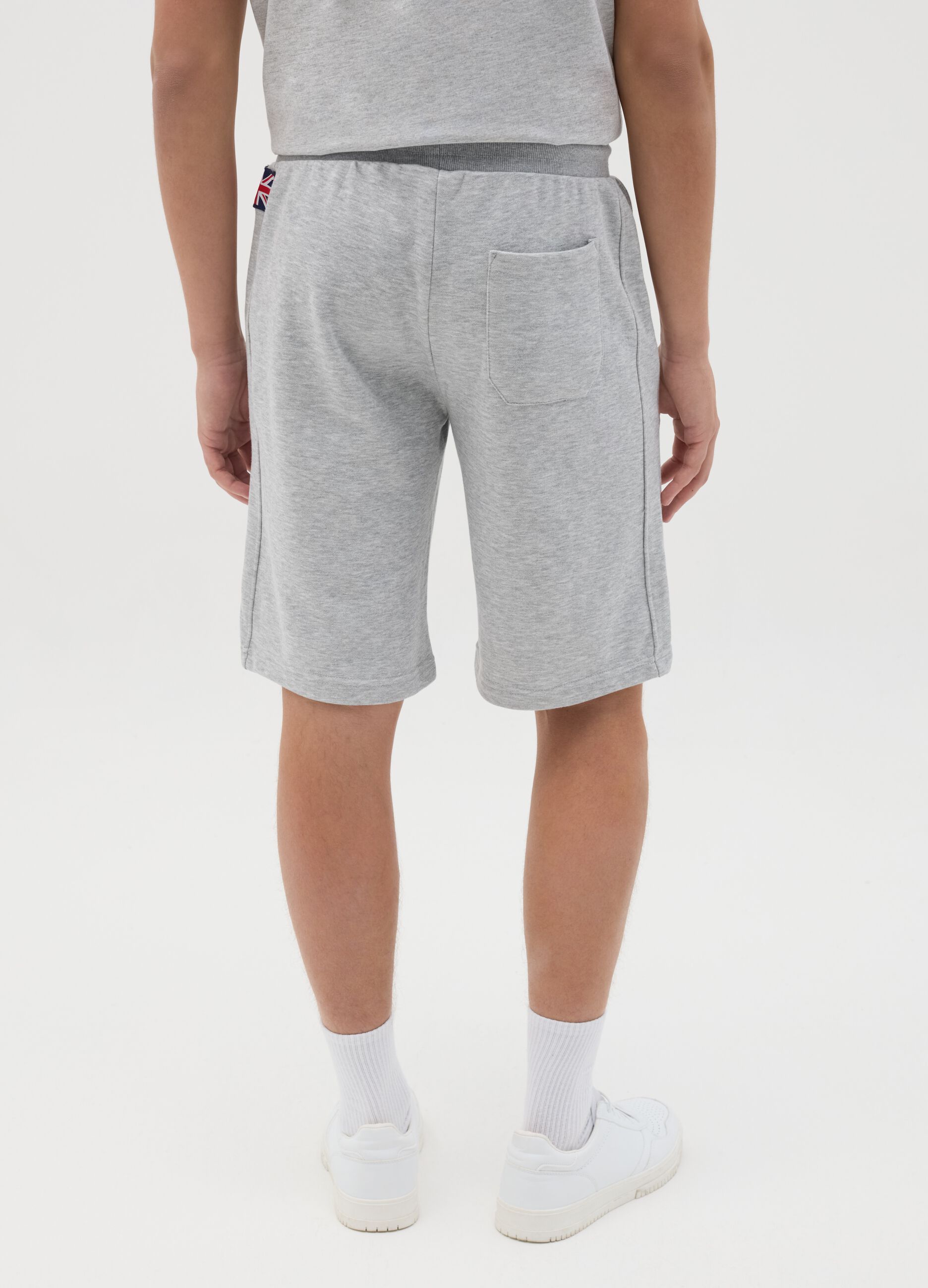 Grey cotton blend sports shorts