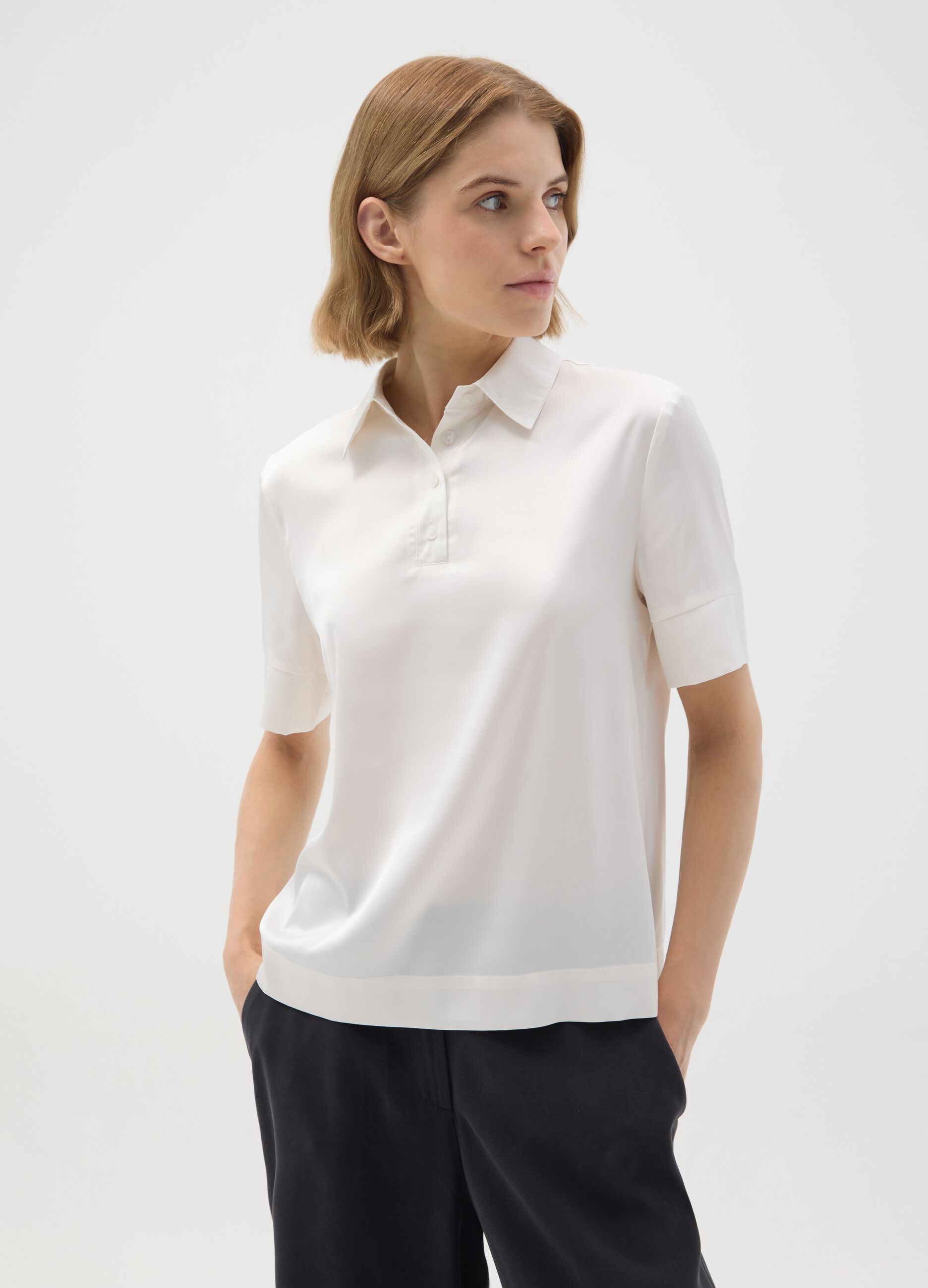 White stretch fabric shirt regular fit