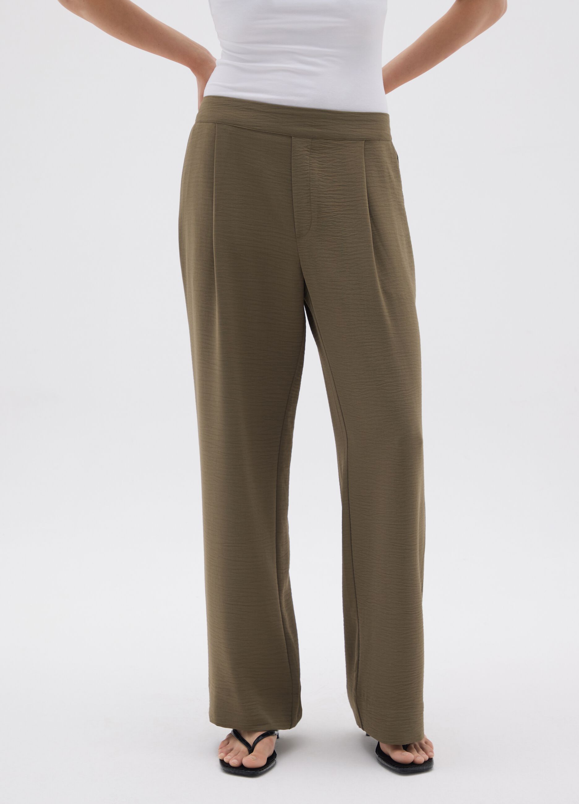 Women's Wide Green Trousers