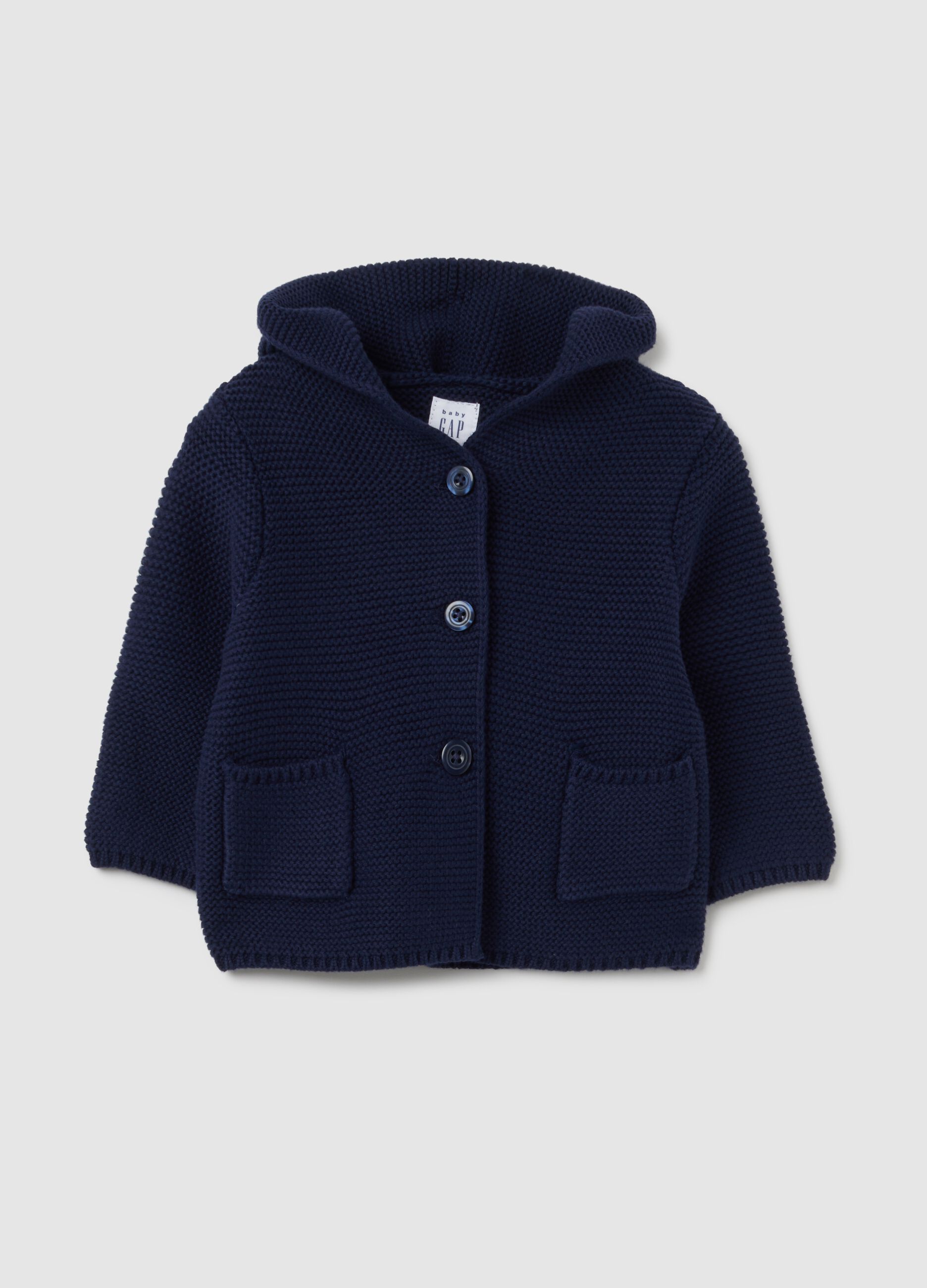 Cardigan tricot con cappuccio e orecchie