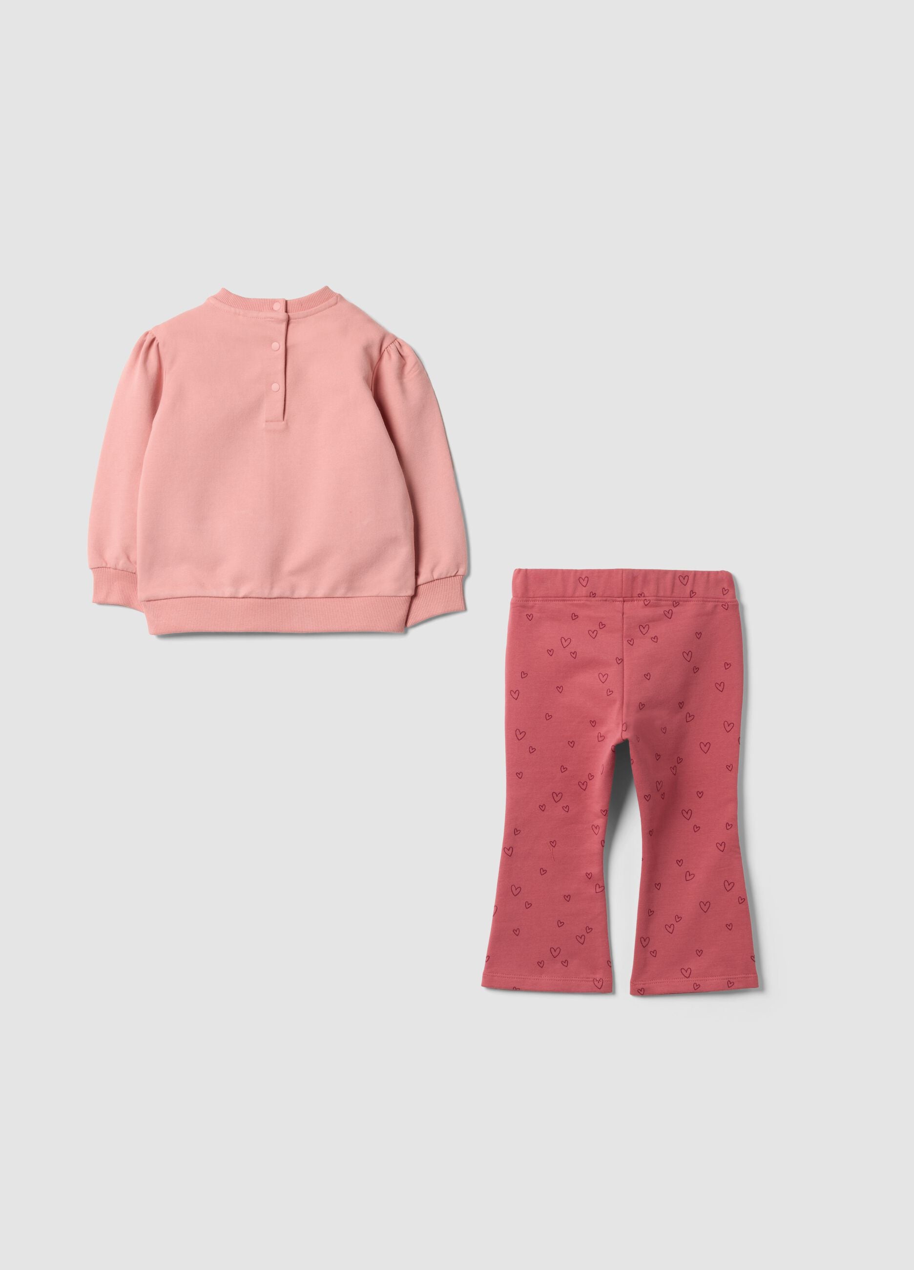 Completo rosa in cotone organico elasticizzato con stampa Aristogatti