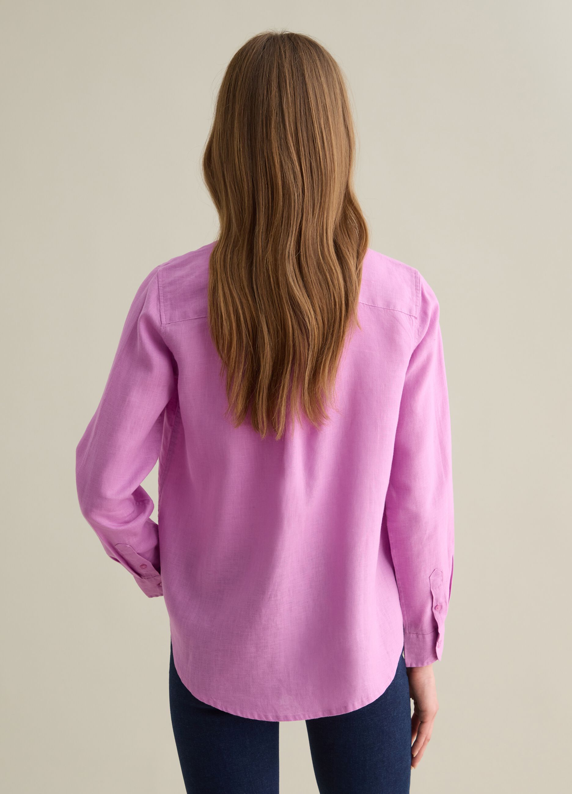 Regular-fit shirt in pink linen