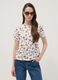 White stretch cotton T-shirt with floral print, regular fit_0