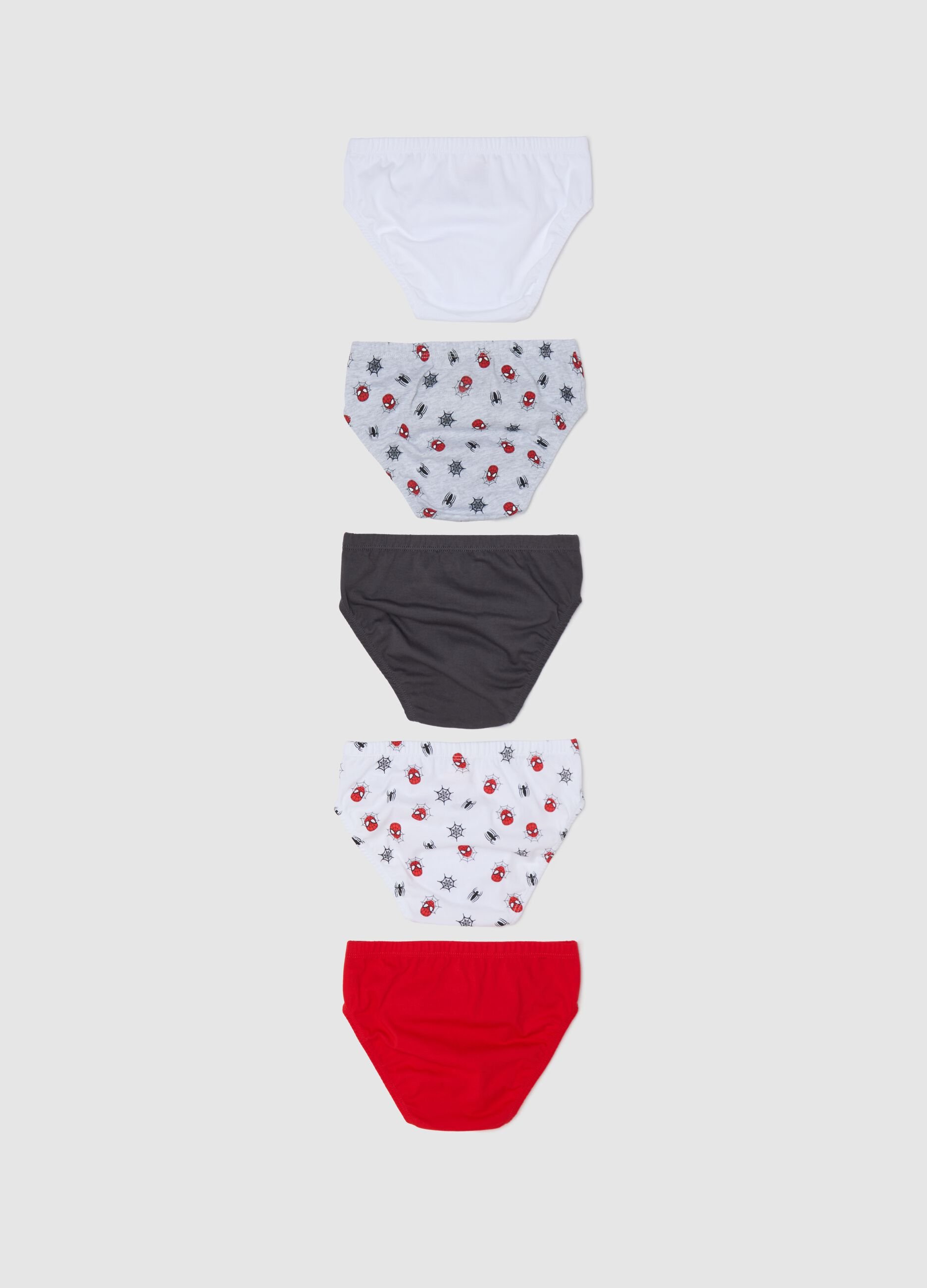 Five-pack briefs with Spiderman pattern
