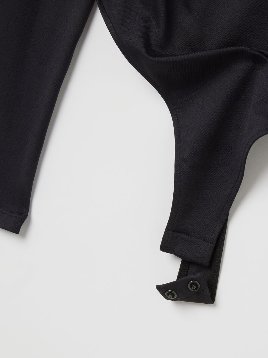 Black stretch fabric bodysuit with fitted fit_1