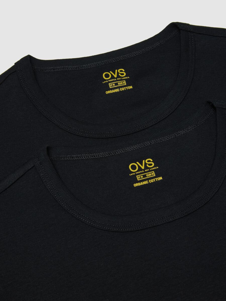 Two-Pack Black Organic Cotton Crew Neck T-shirts Regular Fit_1