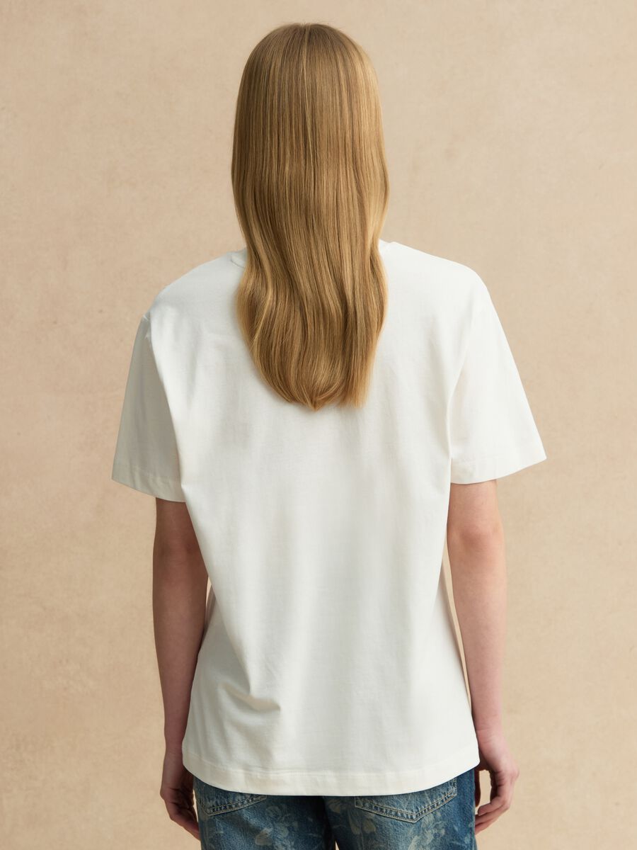 White regular fit pure cotton T-shirt with Klimt print_2