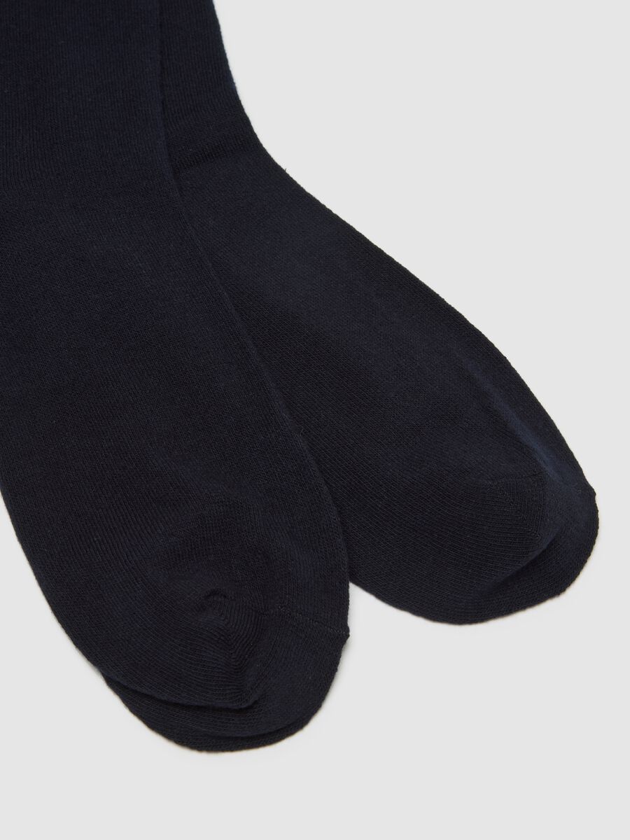 Three-Pack Regular Fit Long Blue Cotton Blend Socks_1