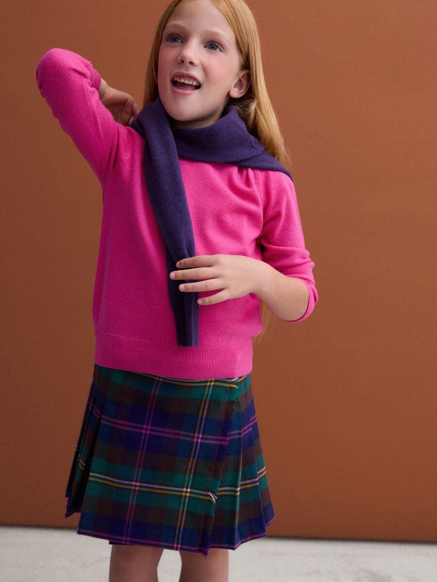 Maglione rosa in pura lana a maniche lunghe regular fit_0
