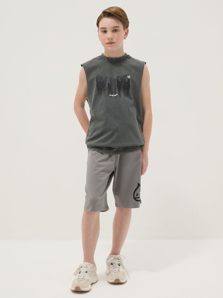 Boys' pure cotton grey shorts with regular fit_0