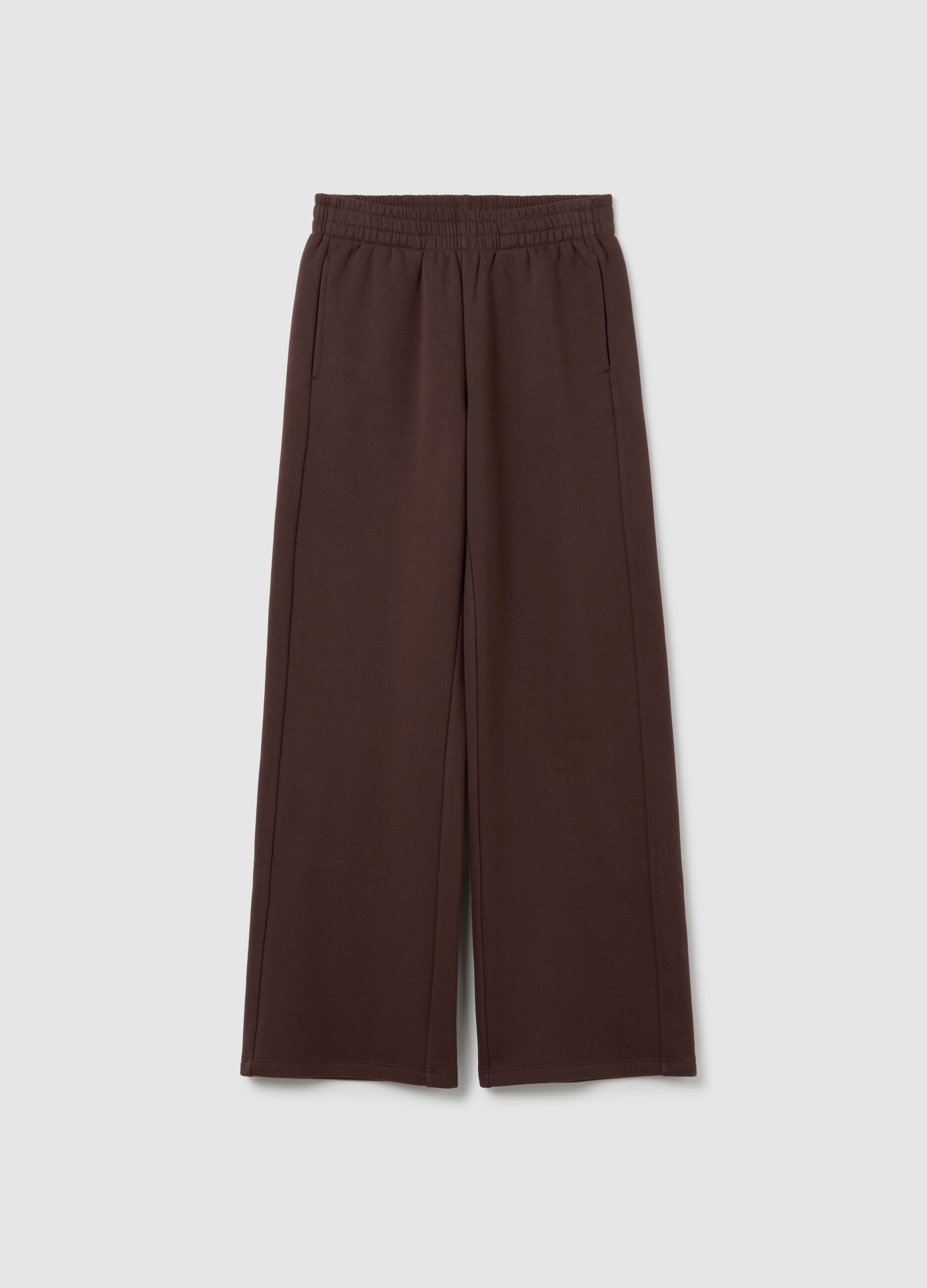 Brown relaxed cotton blend trousers