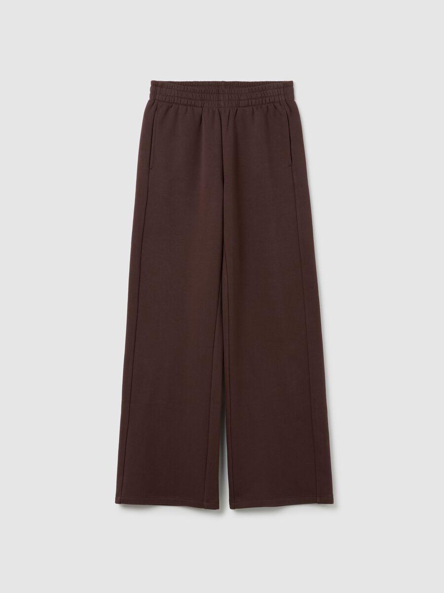Brown relaxed cotton blend trousers_4
