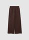 Brown relaxed cotton blend trousers_4