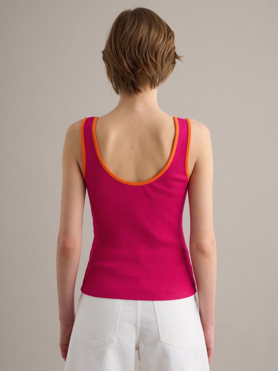 Tank top rosa in puro cotone a costine_3