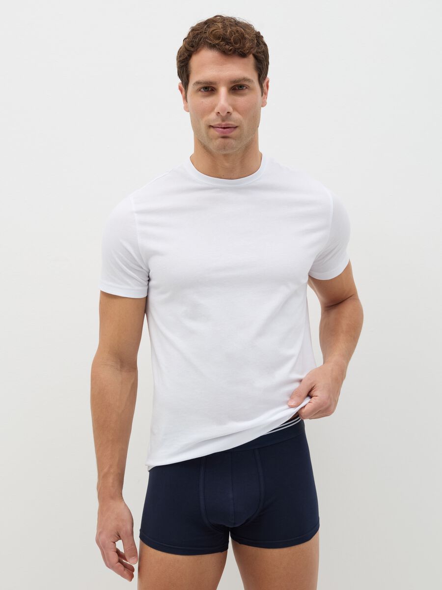 Three-pack boxer shorts in stretch cotton with striped detail_0