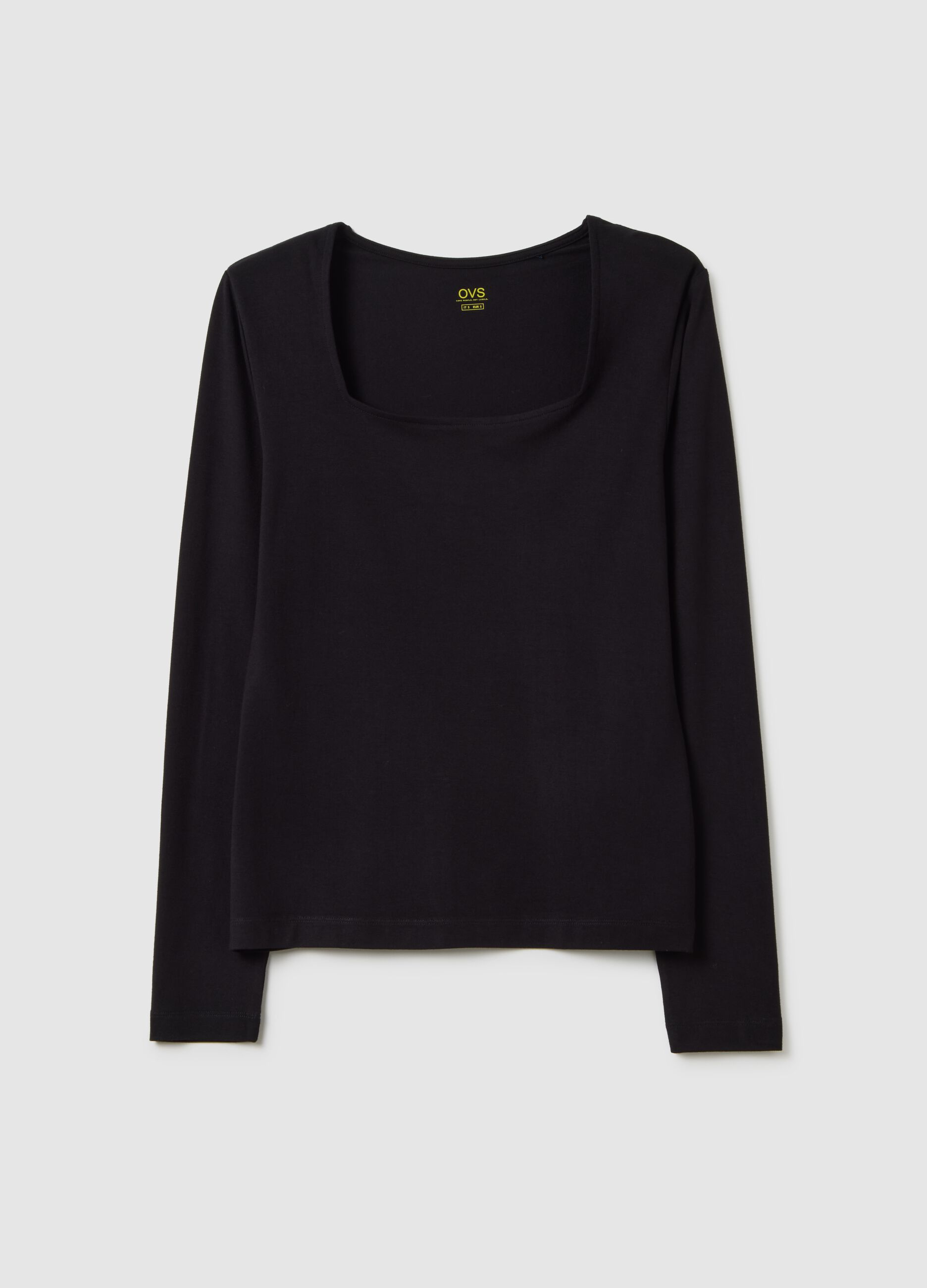 Black stretch viscose jersey regular fit