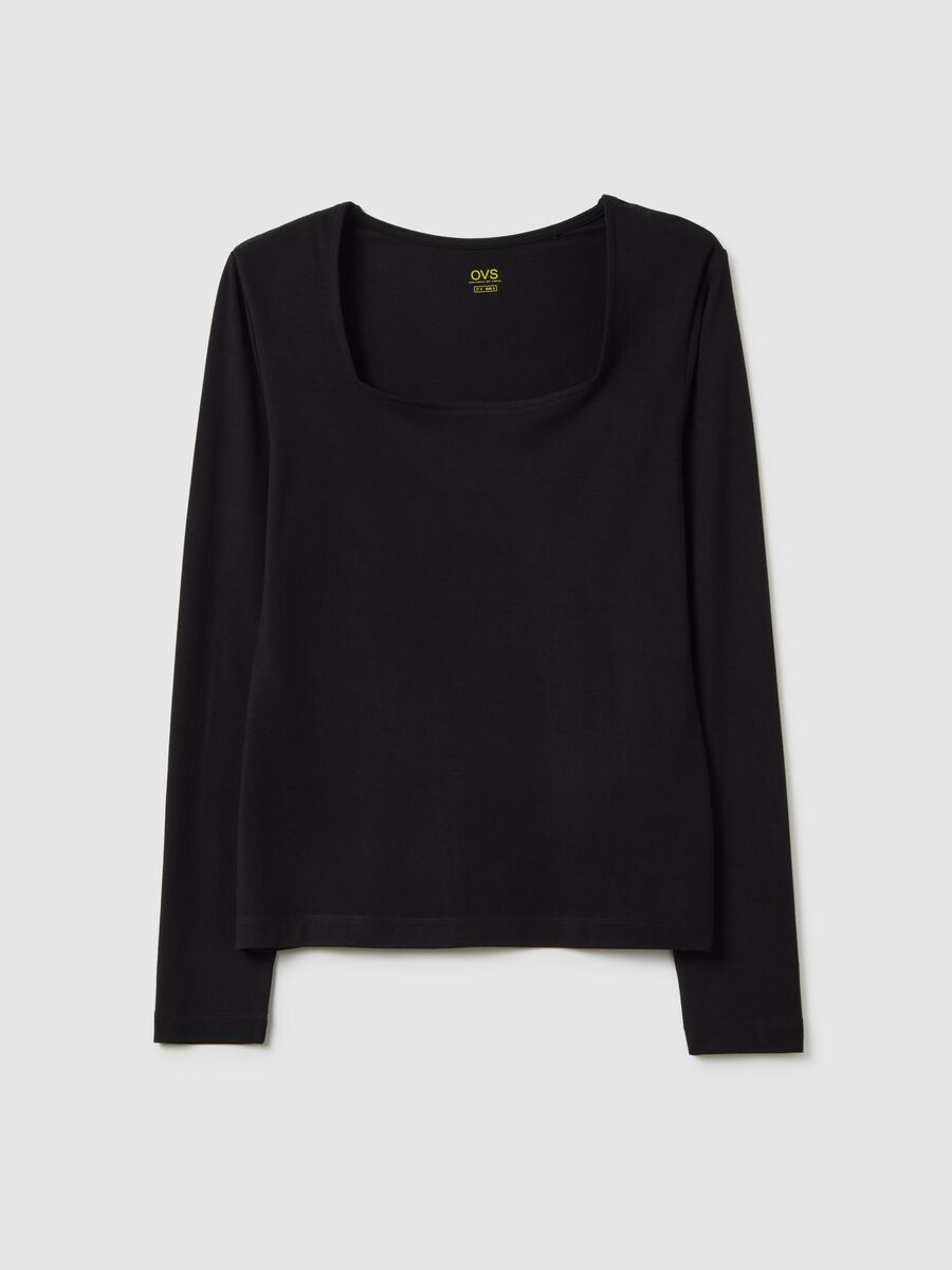 Black stretch viscose jersey regular fit_4