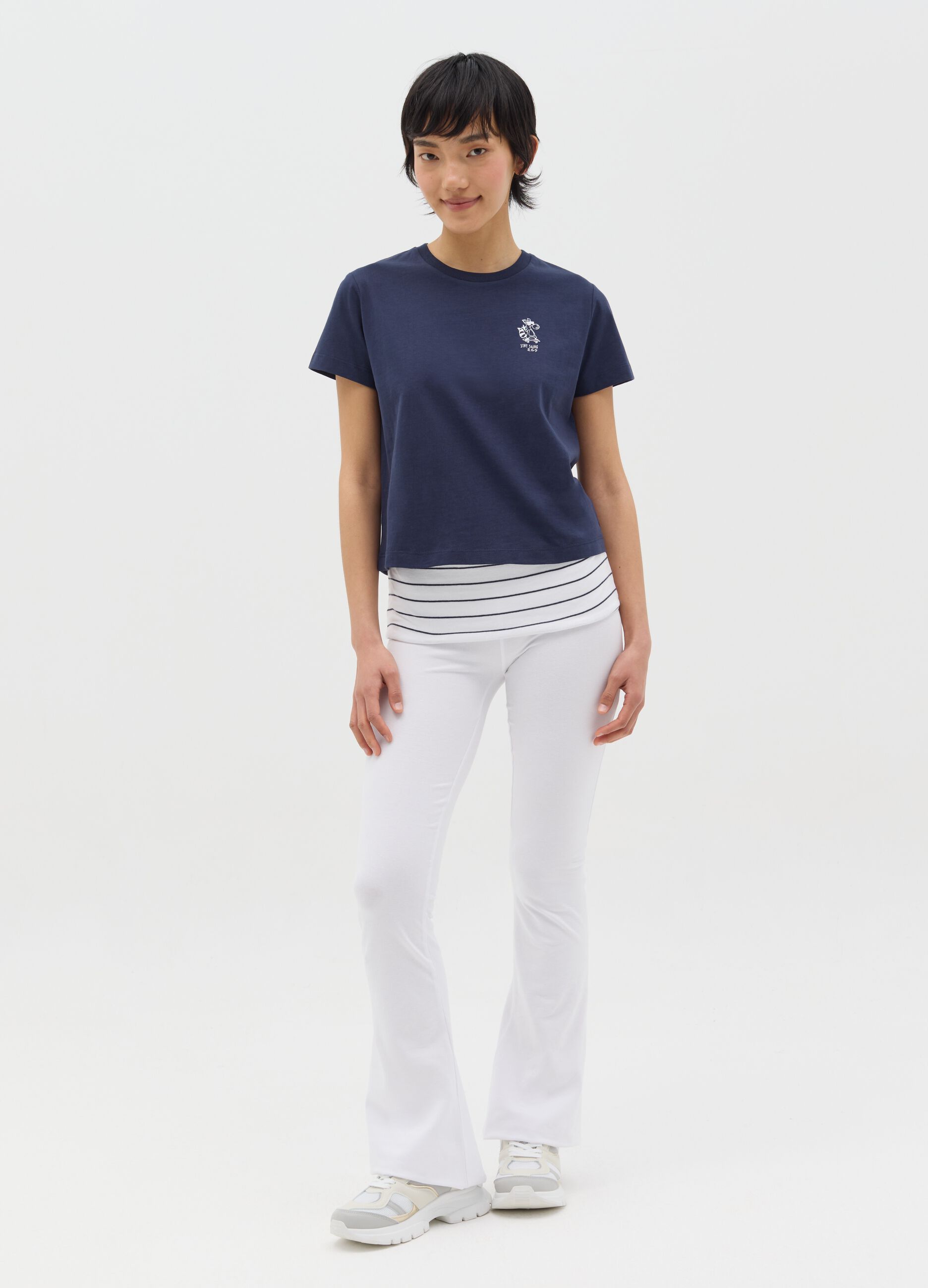Blue boxy-fit T-shirt in cotton