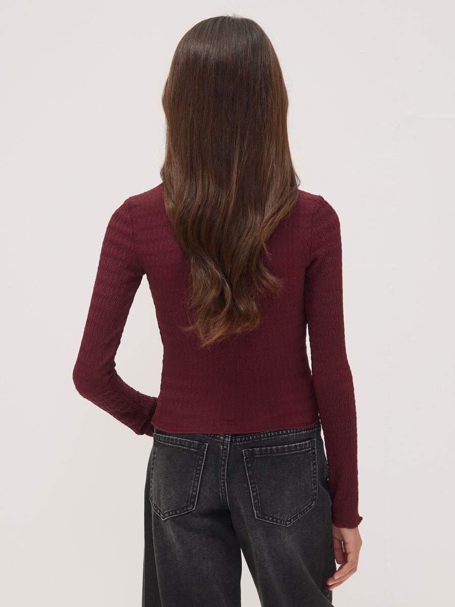 Red long-sleeve stretch crew-neck T-shirt_2
