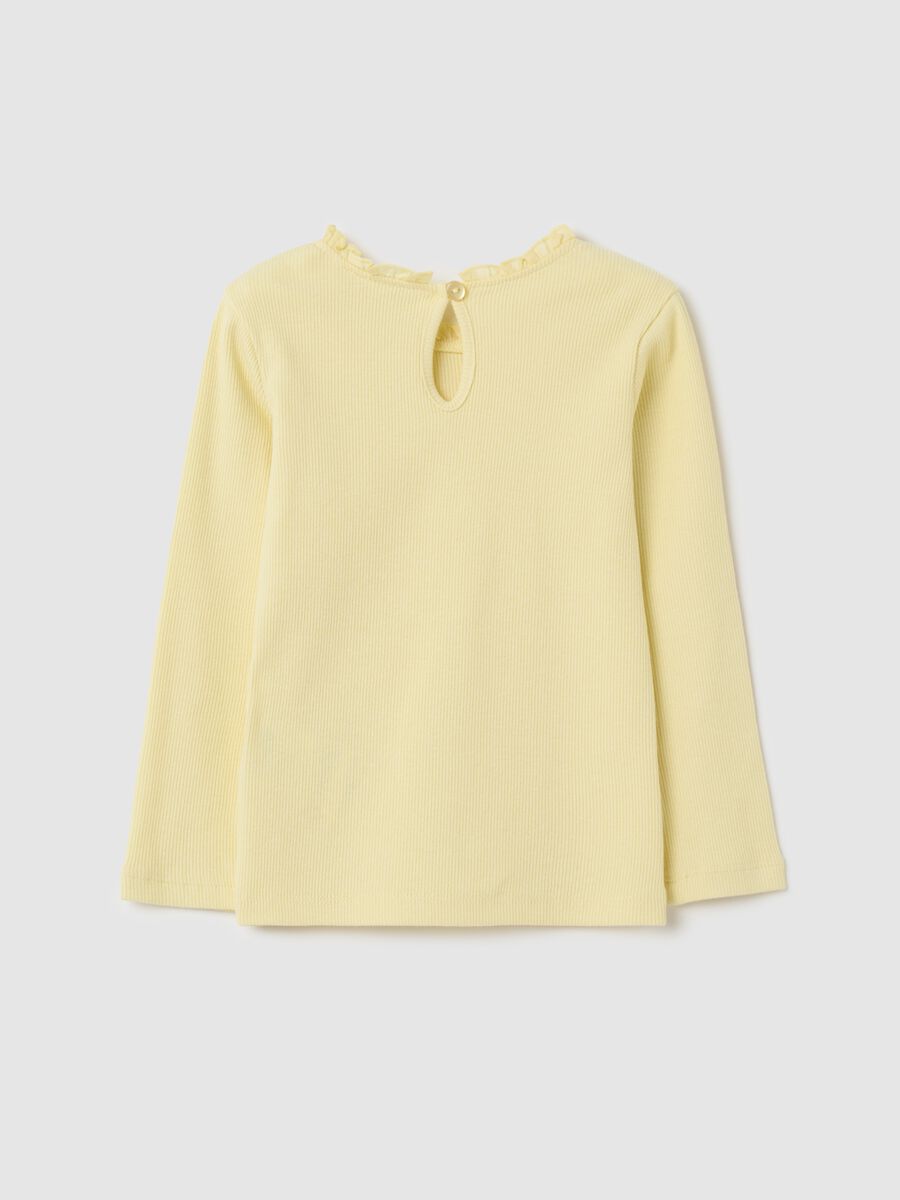 Ribbed T-shirt with long sleeves and frills_1