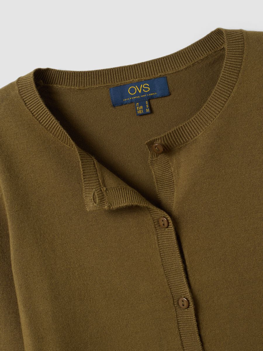 Green viscose-blend crew-neck cardigan, regular fit_5