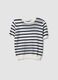 White and blue striped regular-fit openwork viscose-blend T-shirt_4