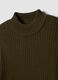 Maglia verde in misto viscosa a coste con collo rialzato_5