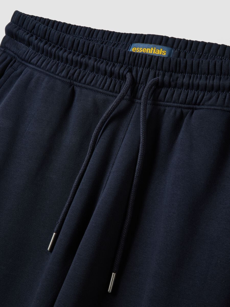Blue cotton-blend joggers with cuffed hem and drawstring_6