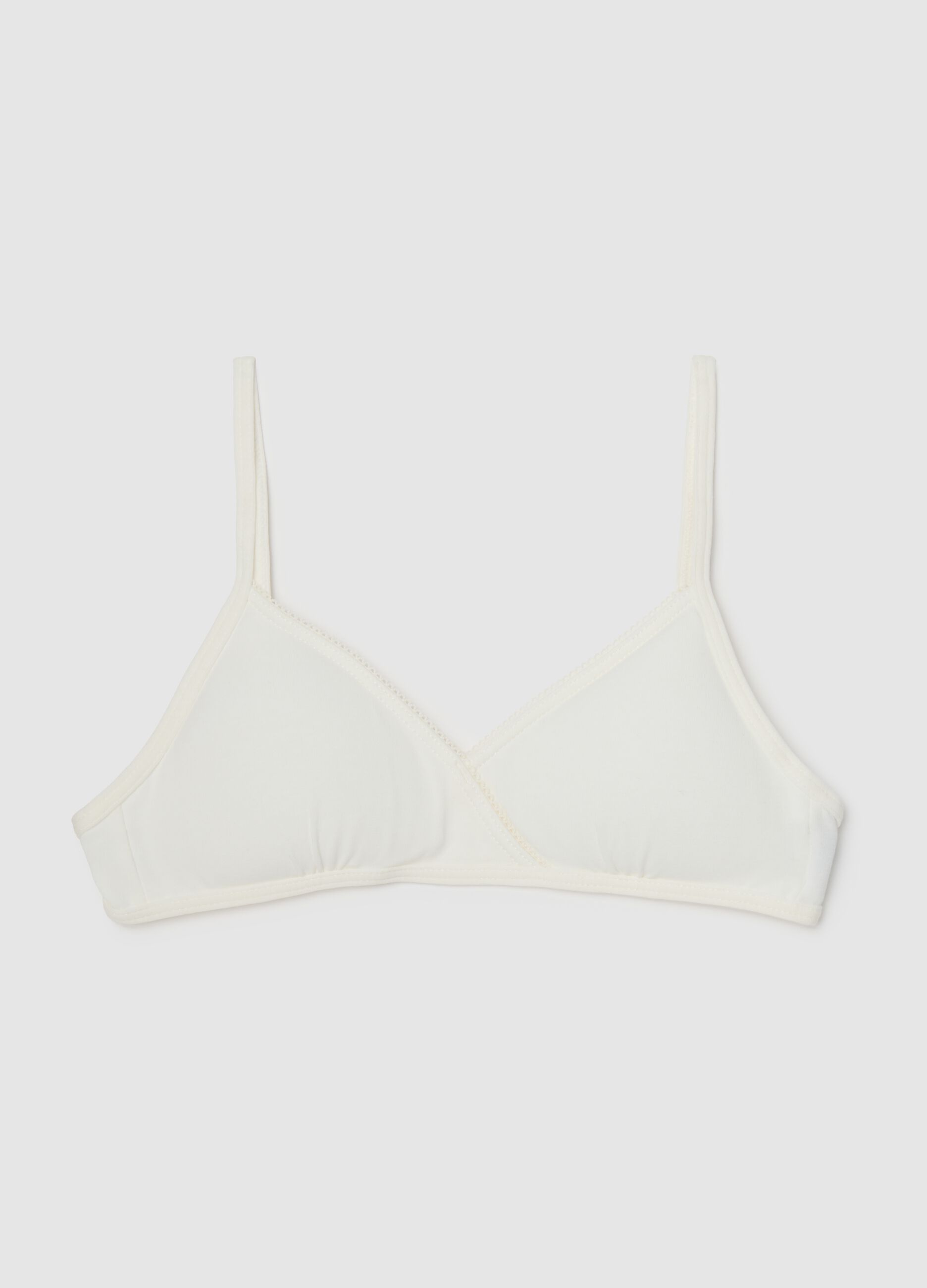 Girls' white stretch cotton bra