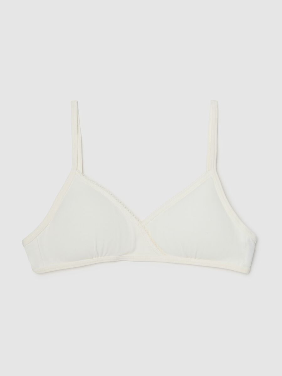 Reggiseno da ragazza in cotone elasticizzato bianco_0