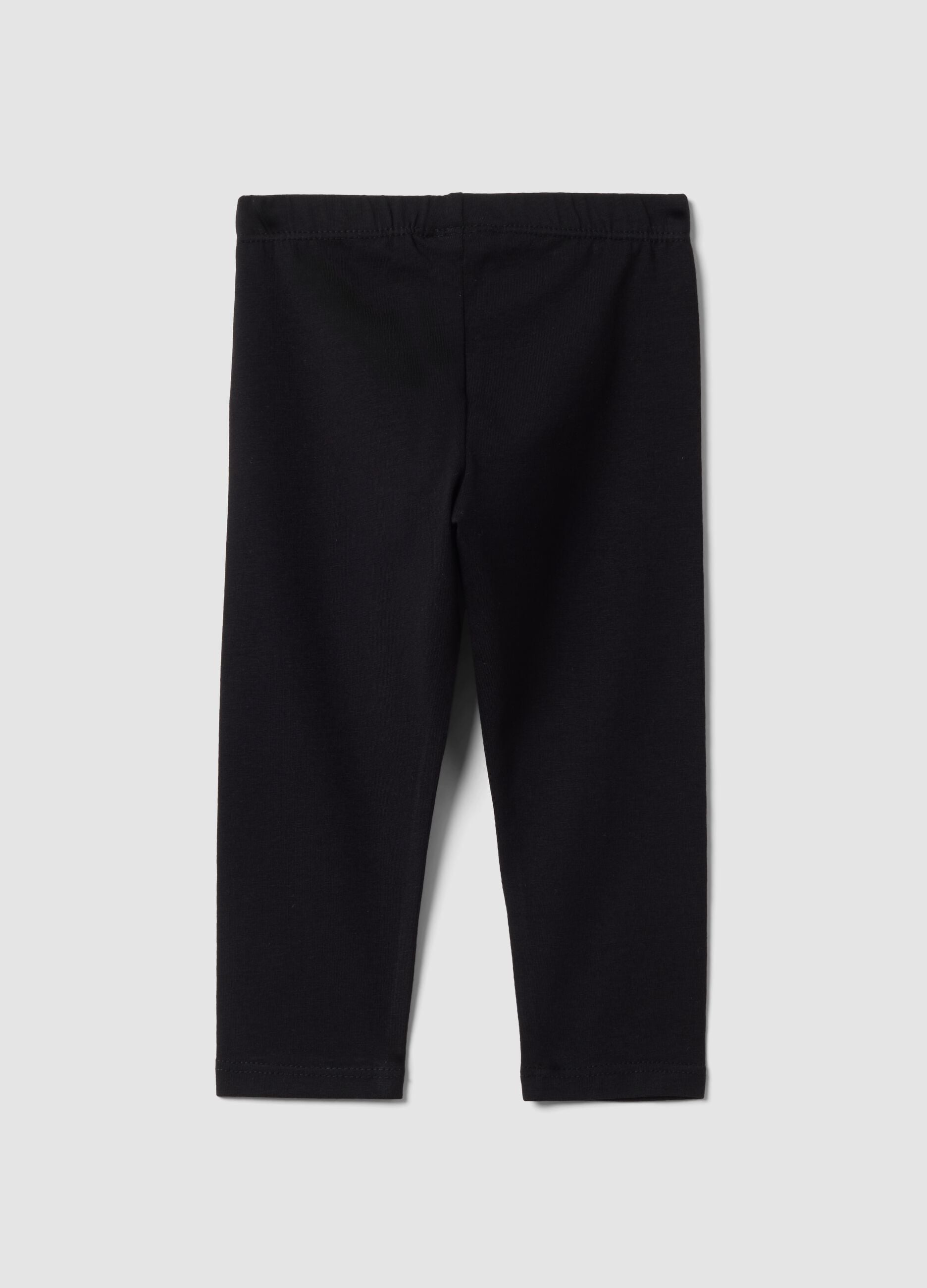 Leggings neri in cotone organico elasticizzato slim fit per bimba