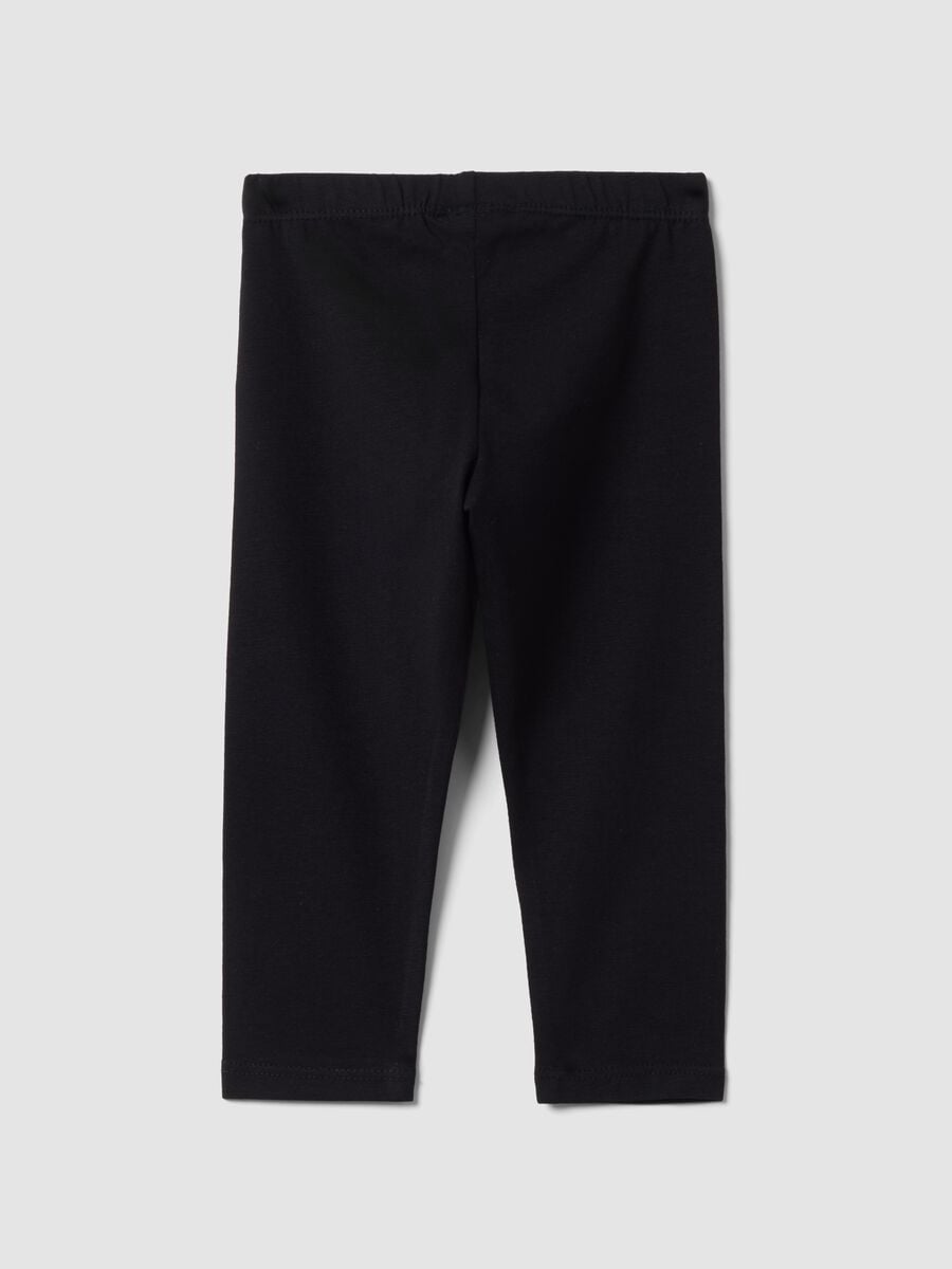 Leggings neri in cotone organico elasticizzato slim fit per bimba_1