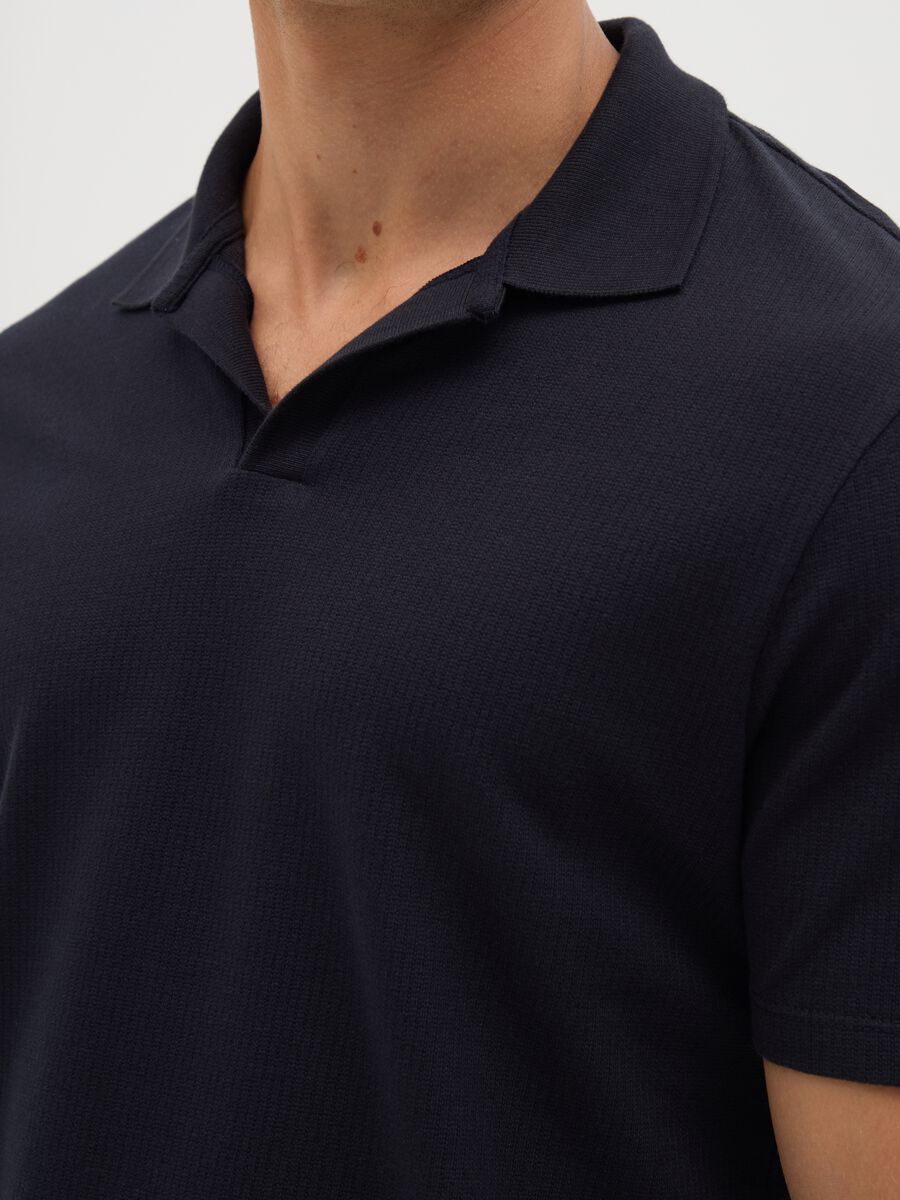 Men's blue pure cotton polo regular fit_2