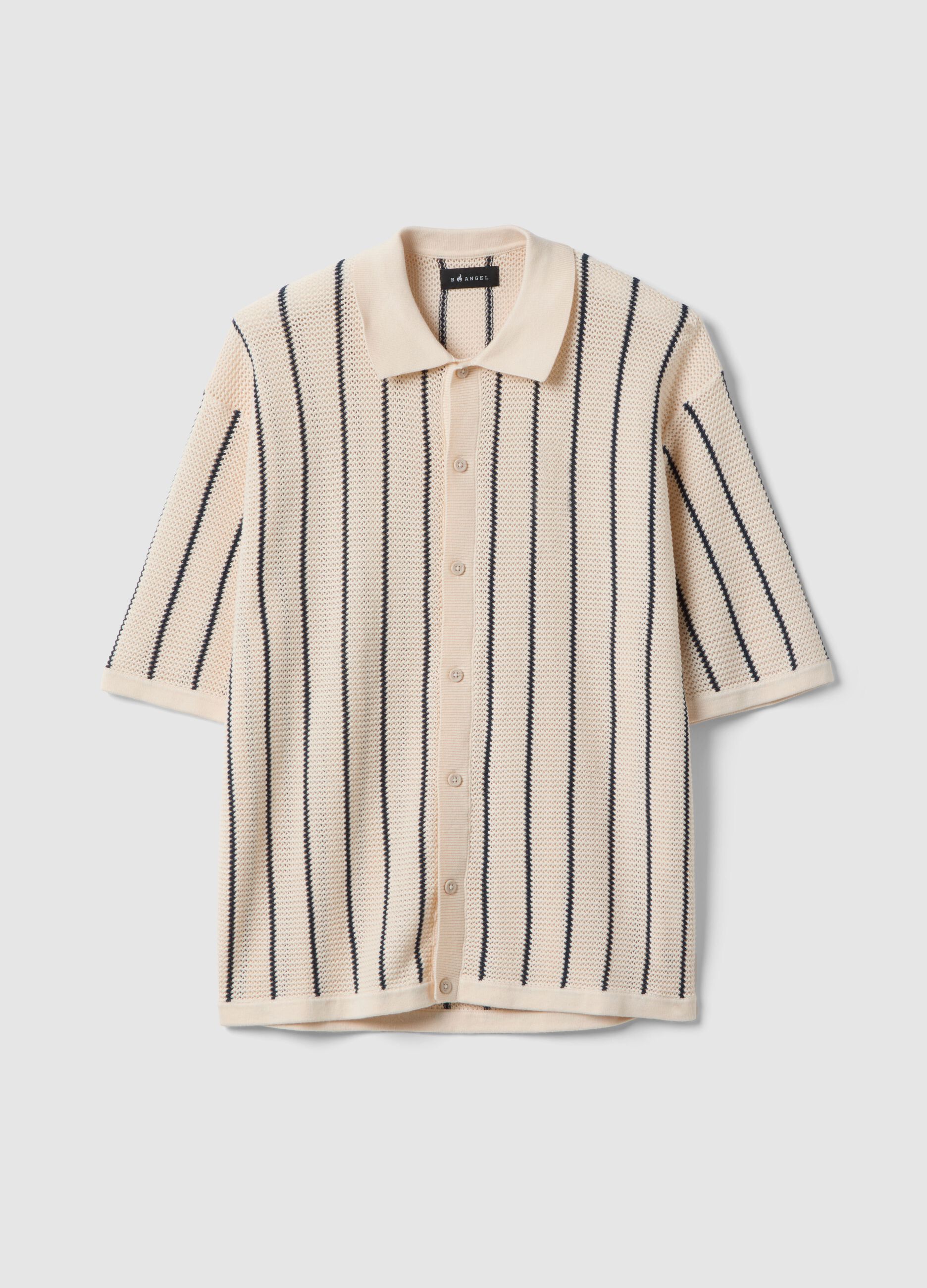 Multicolour striped pure cotton polo with bowling collar, regular fit