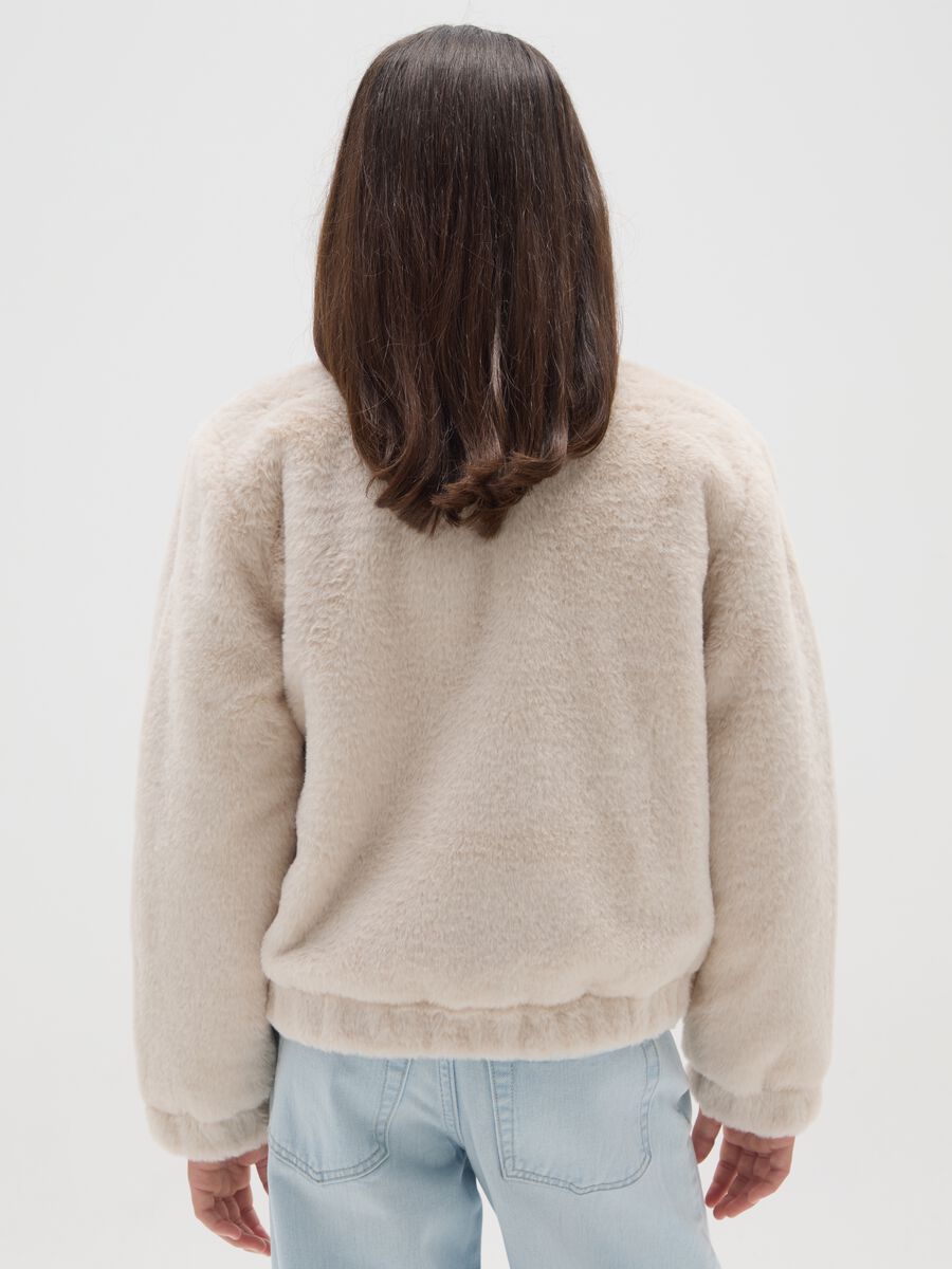 Girls' padded beige jacket with hood_1