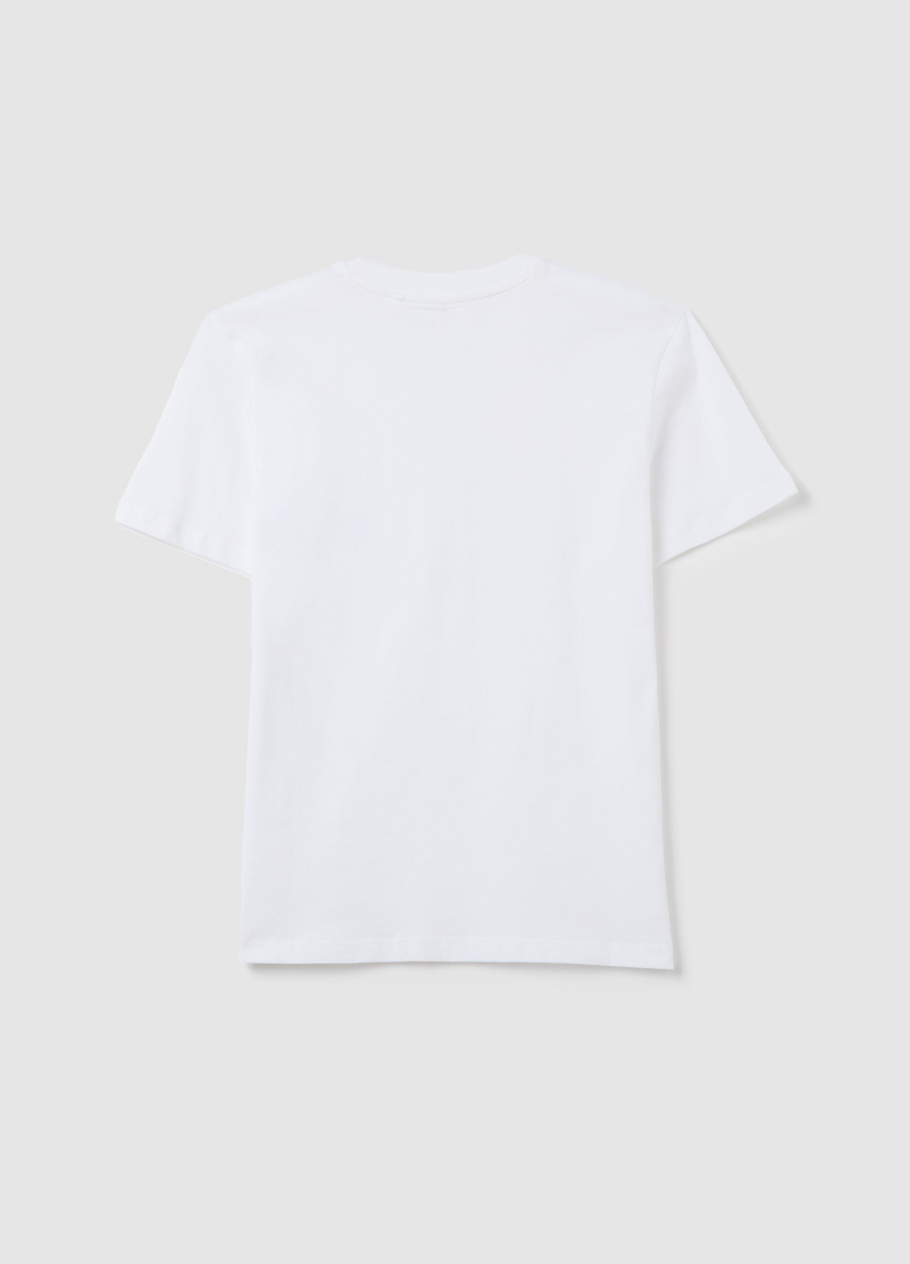 White boys' pure cotton regular fit T-shirt