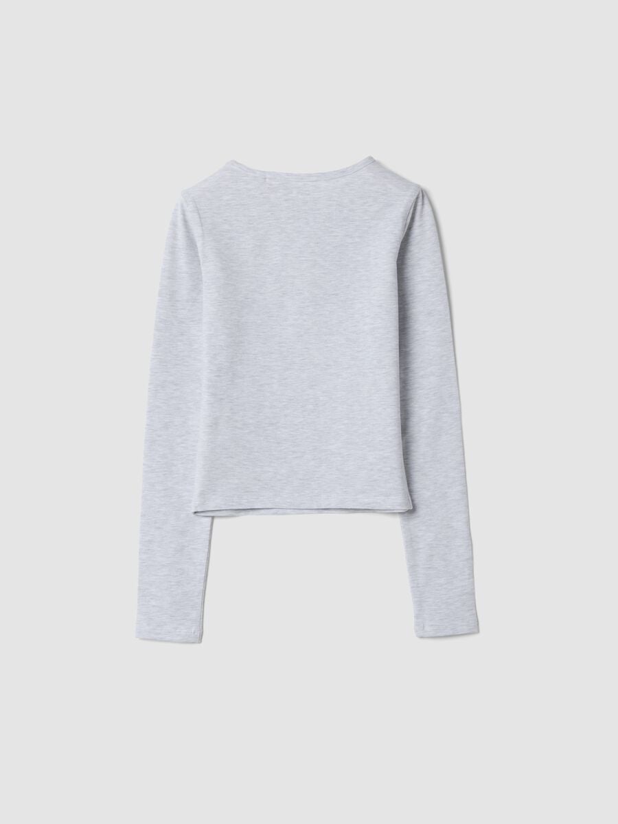 T-shirt grigia in cotone organico elasticizzato con scritta slim fit_1