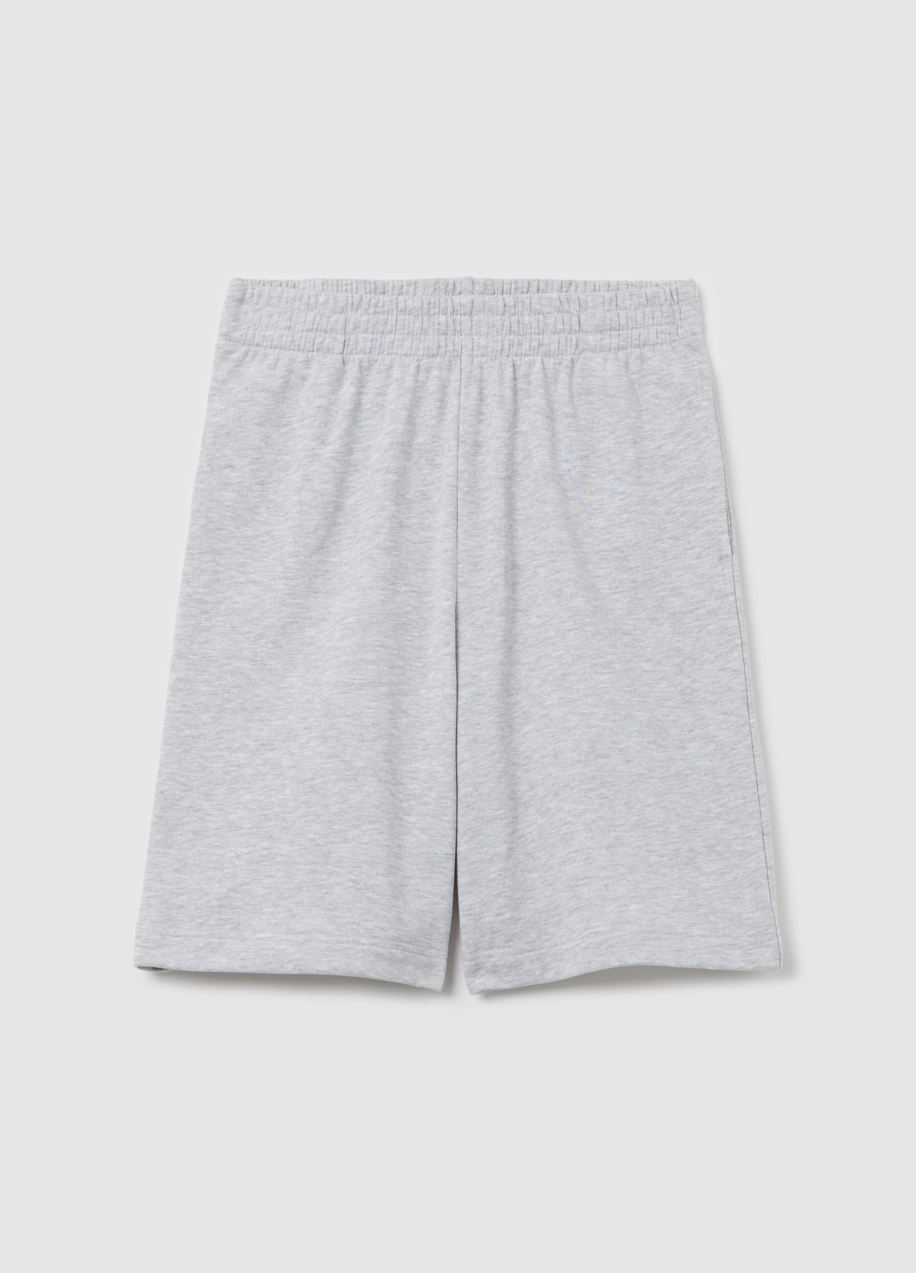 Grey Bermuda shorts in French terry with elasticated waist