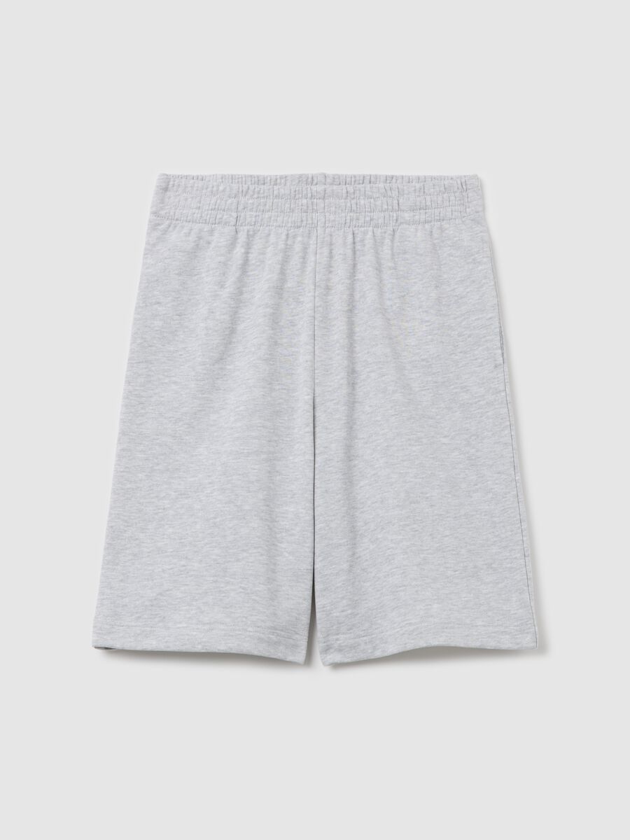 Grey Bermuda shorts in French terry with elasticated waist_4
