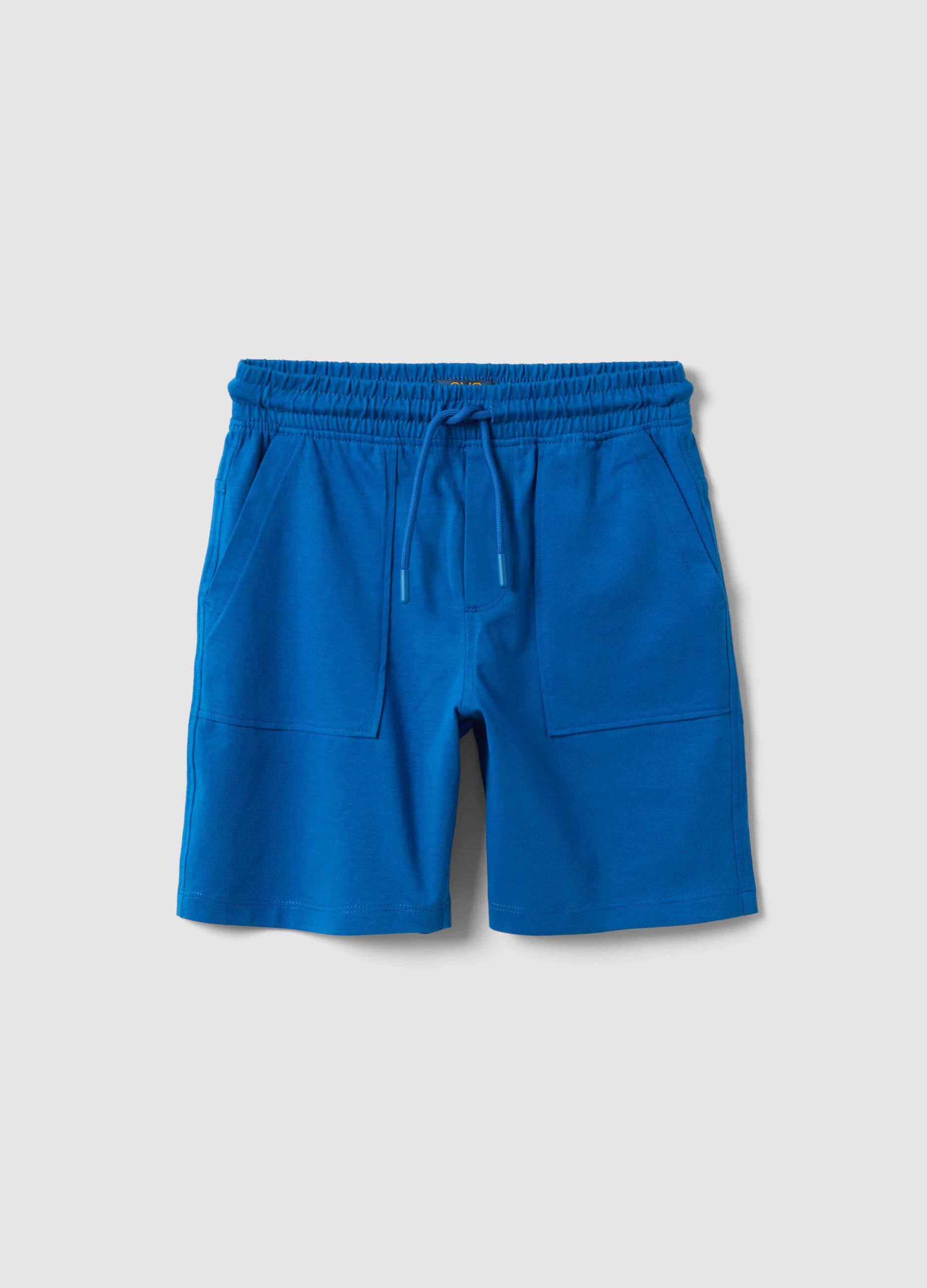 Blue organic cotton shorts with elasticated waist