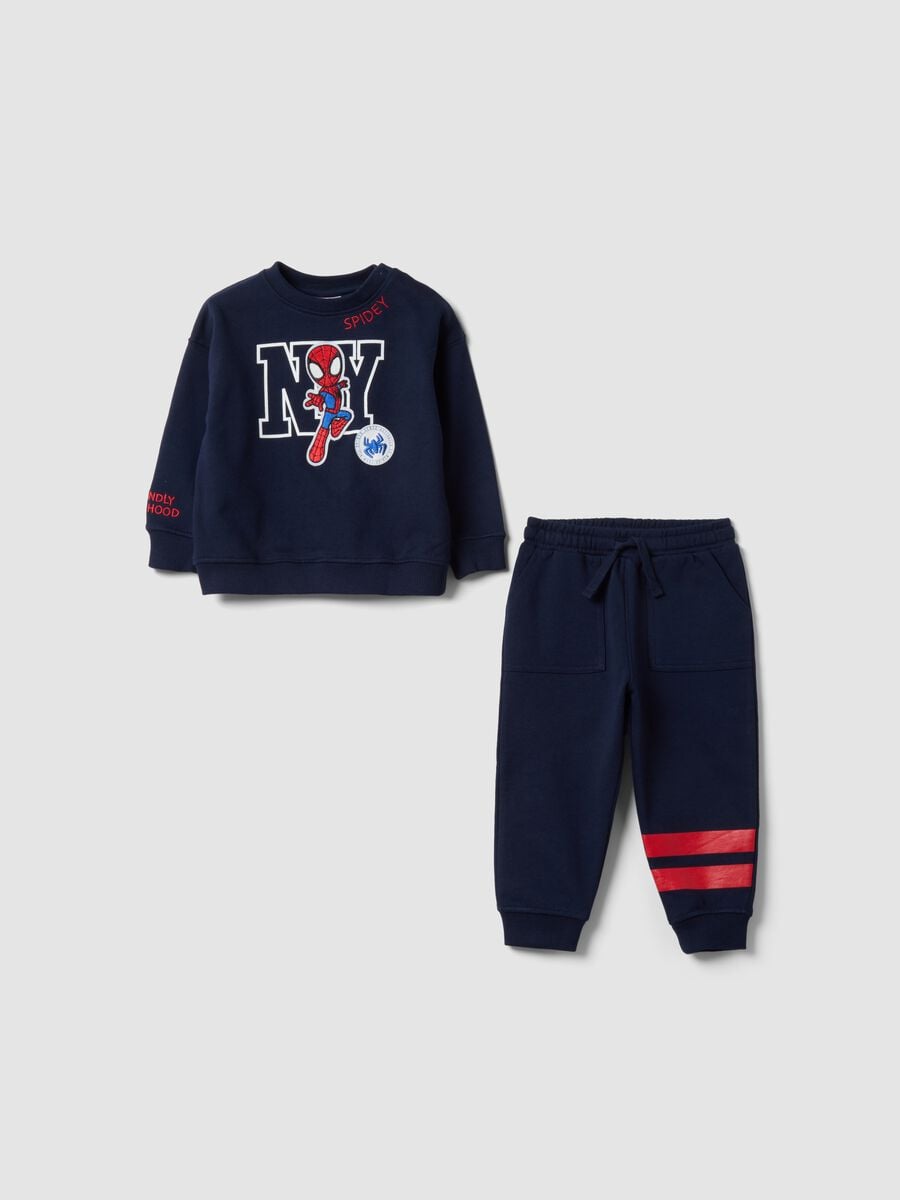 Completo over fit jogging blu in puro cotone con stampa Spidey per bimbo_0