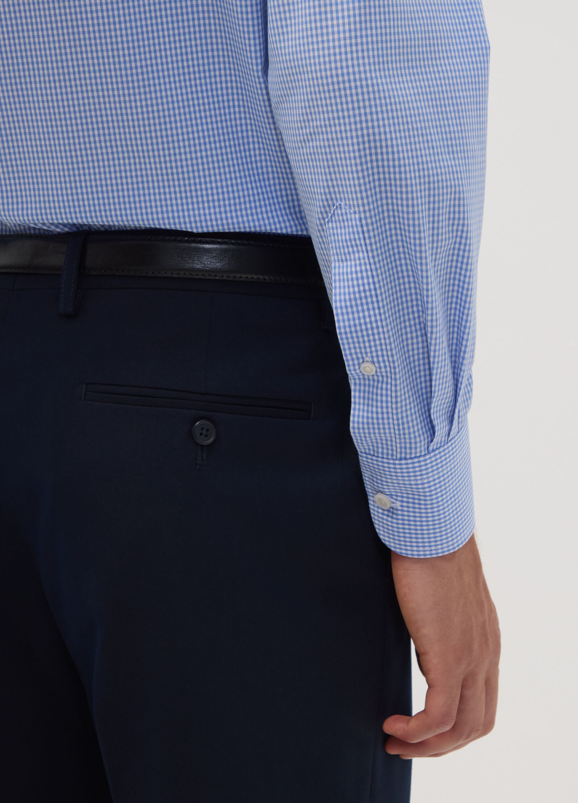 Light blue cotton-blend shirt with button-down collar, easy-iron, regular fit