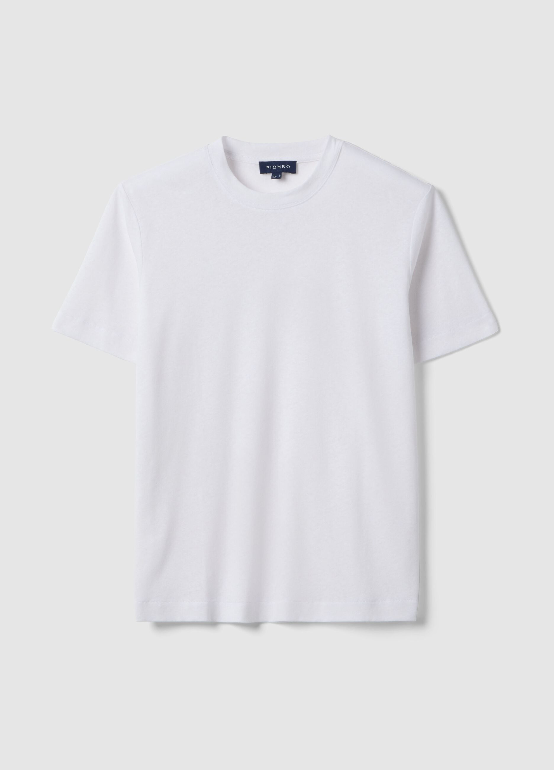 T-shirt in misto lino e cotone bianca regular fit