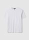 T-shirt in misto lino e cotone bianca regular fit_4